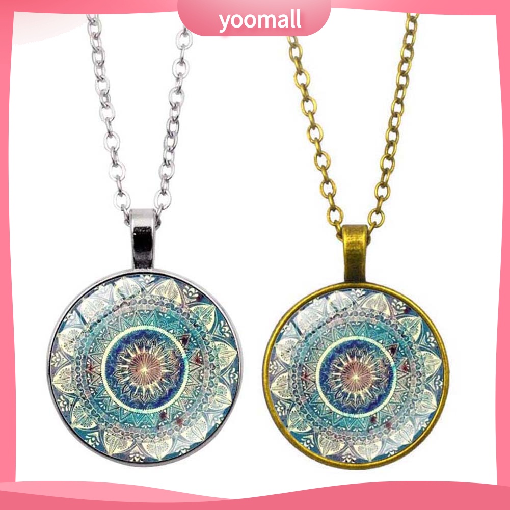 Dây Chuyền Mặt Tròn Họa Tiết Hoa Văn Phong Cách Vintage