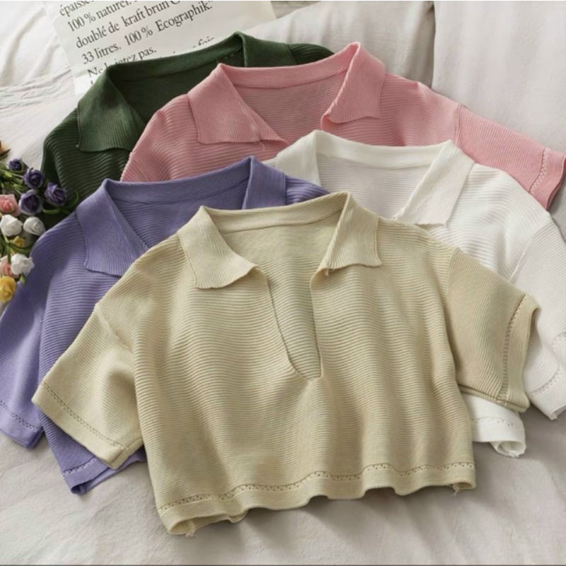 Áo croptop thun phôm rộng tay lỡ cổ V (A15)