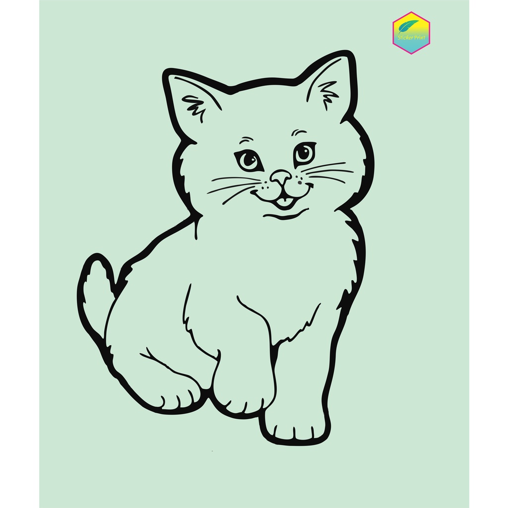 Hình in Mèo cute 2 màu. nhiều kích thước lựa chọn ,có hướng dẫn in gửi kèm