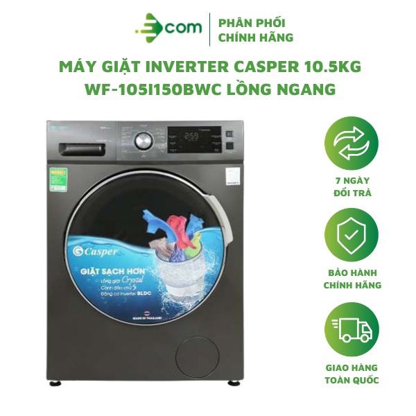 Máy Giặt Casper Inverter 10.5KG WF-105I150BWC Lồng Ngang