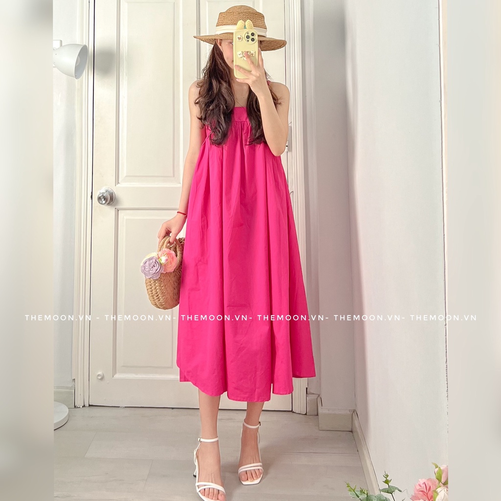Đầm babydoll thô hai dây xòe rộng 3 màu mùa hè