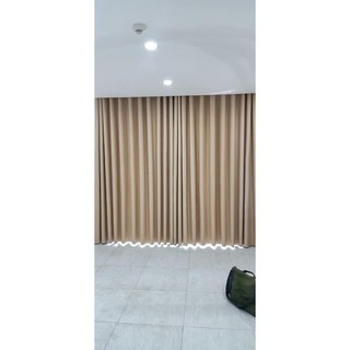 Combo 2 tấm rèm màu vàng kem rộng 3,5m cao 3,2m và bộ thanh treo dài 3,6m màu trắng