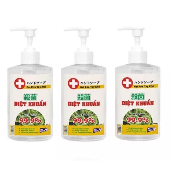 [DIỆT KHUẨN] Bộ 3 chai gel rửa tay khô diệt khuẩn an toàn Mr Fresh 500ml/chai
