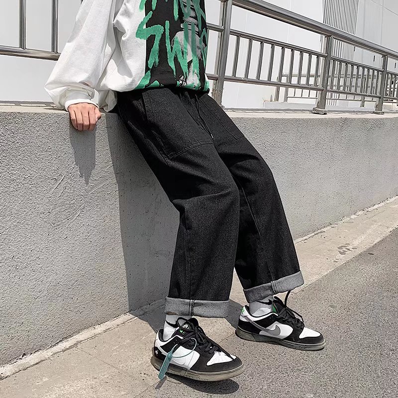 Quần Jeans Dài Ống Rộng Phong Cách Retro Hàn Quốc Dành Cho Nam Giới