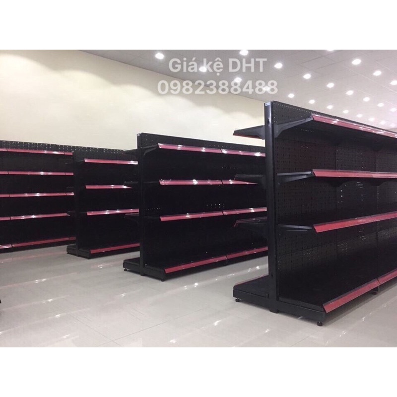 Kệ để hàng siêu thị 2 mặt lưng tôn đục lỗ