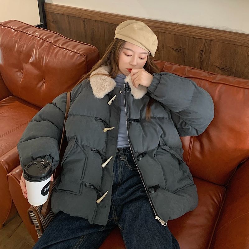 Áo khoác Cotton dáng rộng kiểu Nhật Hàn dễ thương thời trang mùa đông cho nữ