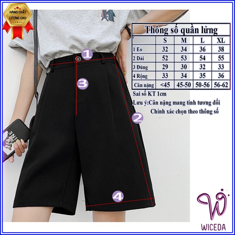 Quần lửng nữ ống rộng cạp cao đẹp,quần short ngố nữ khóa thật xinh chất tuyết mưa dày dặn 3 màu đen nâu tây be Wiceda461 | BigBuy360 - bigbuy360.vn