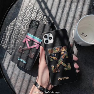 OFF-WHITE Ốp Điện Thoại Màu Gradient Họa Tiết Rằn Ri Phong Cách Đường Phố Cho iPhone11 11ProMax Xs Xr i7/8plus