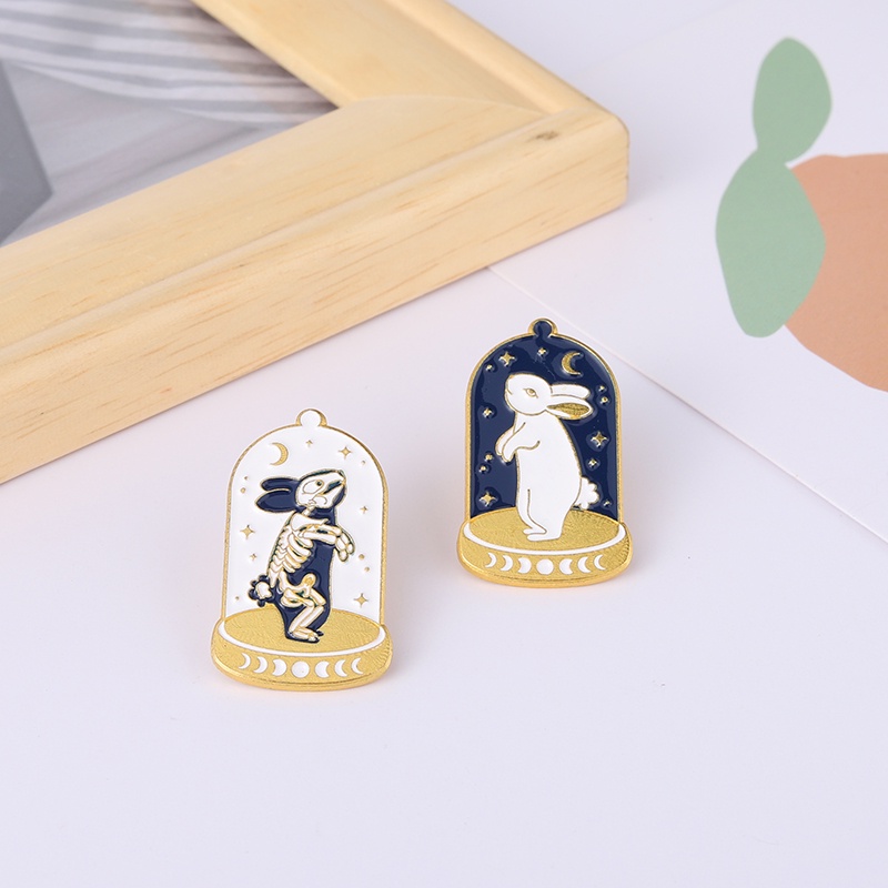 Ghim Cài Áo Họa Tiết Hoạt Hình Đầu Lâu / Thỏ / Bầu Trời Đầy Sao Tráng Men Dễ Thương Cho