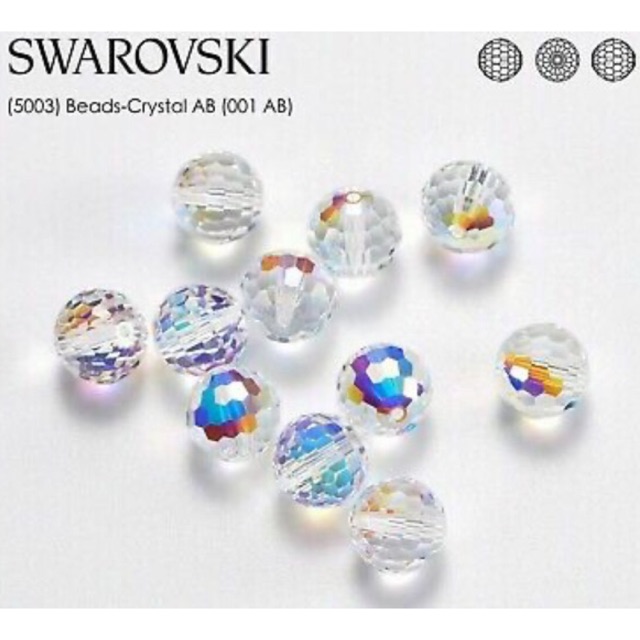 Hạt Pha Lê Swarovski 5003 - Tròn Giác Nhuyễn - Size 10mm/2mm - Màu 001AB