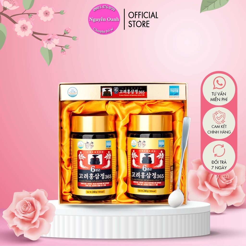 Cao Hồng Sâm 365 Hàn Quốc máu lưu thông lên não, tăng trí nhớ hộp 2 lọ - CO113