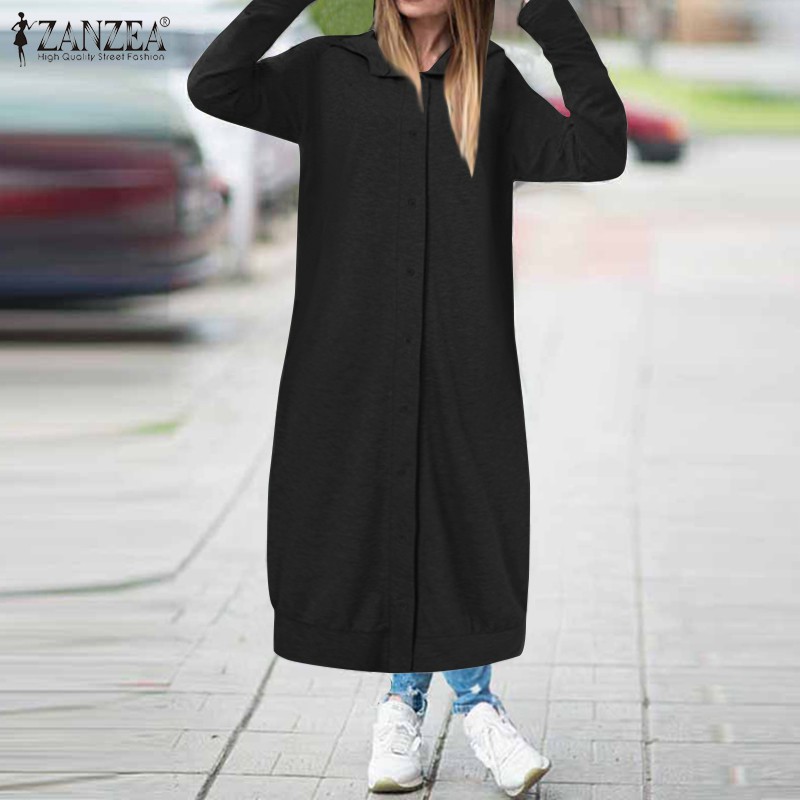 Áo Khoác Zanzea Dáng Dài Có Mũ Trùm Thời Trang Hàn Quốc Cá Tính | BigBuy360 - bigbuy360.vn