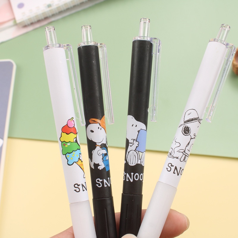 1 Bút Gel Dạng Nhấn Mau Khô Họa Tiết Chú Chó Hoạt Hình Dễ Thương 0.5mm