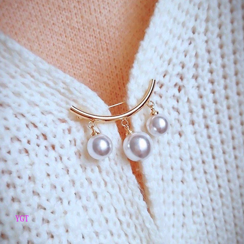 Ygt Ghim Cài Áo Cardigan Đính Ngọc Trai Đơn Giản Thời Trang Dành Cho Nữ