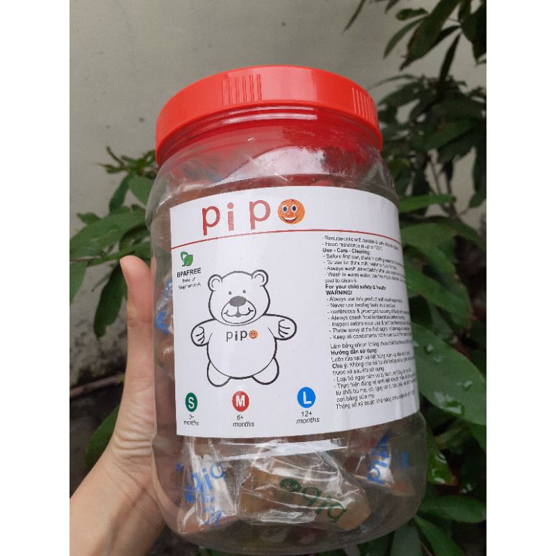 Núm ti PiPo Silicon bình cổ hẹp màu vàng (Size S/M/L)