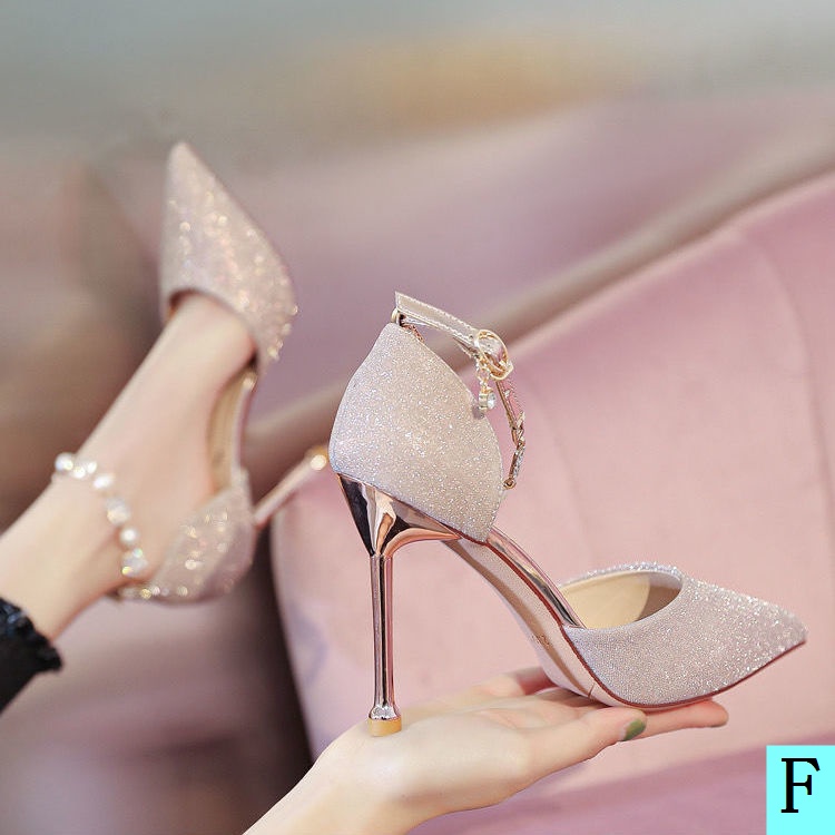 Giày Cao Gót Mũi Nhọn Cài Khóa Đính Đá Pha Lê Thời Trang Mùa Hè 2022 Cho Nữ