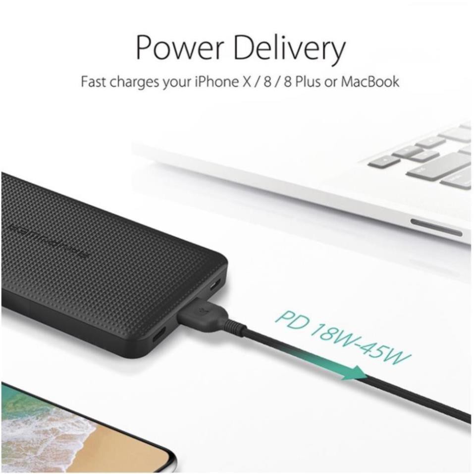 Sạc dự phòng Macbook Air, iPad Pro, iPhone RAVPOWER RP-PB095 20100mAh - PD 45W &amp; QC 3.0 18W