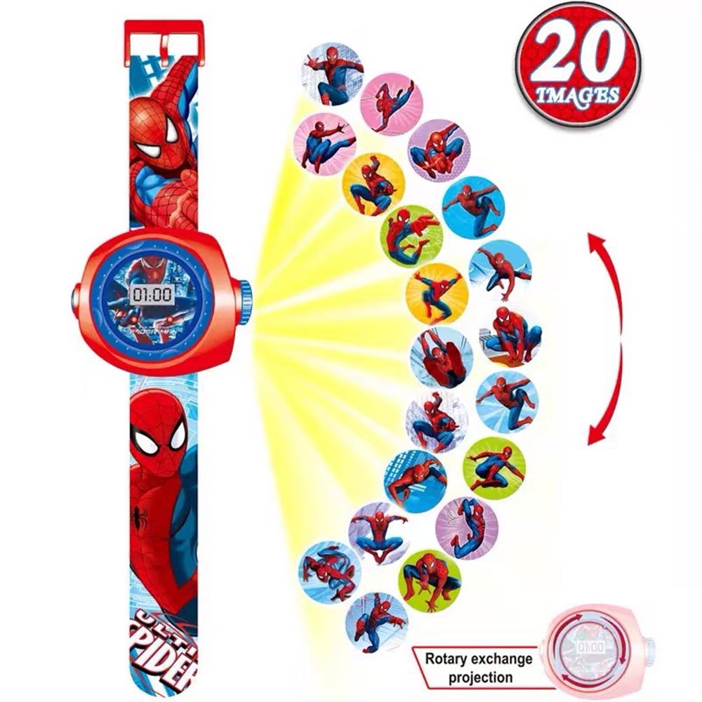 Đồng Hồ Chiếu Hình Công Chúa Disney Người Nhện Cho Trẻ Mẫu Giáo