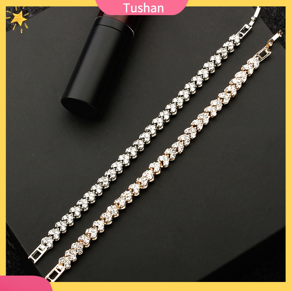 Vòng tay dát zircon toàn khối kiểu dáng thời trang thanh lịch cho nữ TUSH