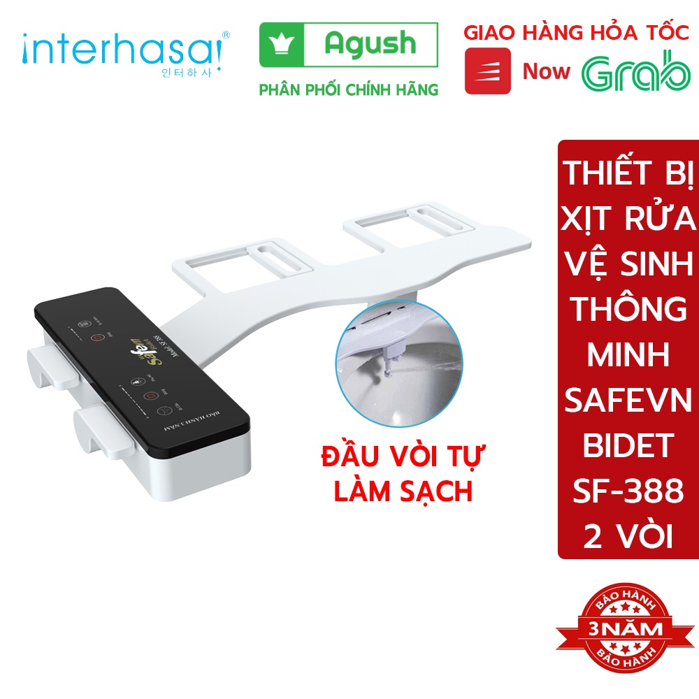 Vòi xịt rửa vệ sinh toilet thông minh SAFEVN Bidet SF-388 vừa 95% bồn cầu, 2 vòi phun hậu môn nhựa ABS không dùng điện