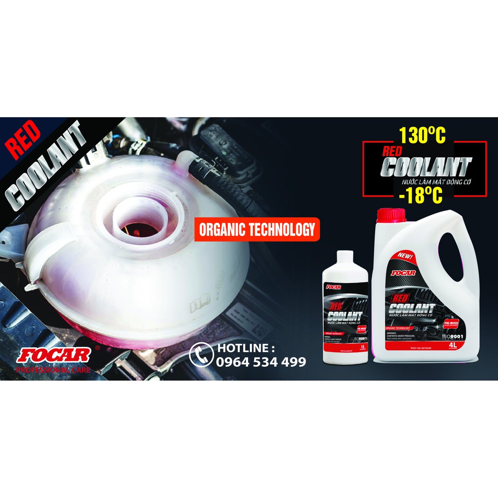 [Tiêu chuẩn EU] Nước làm mát động cơ ô tô Focar Red Coolant (Màu đỏ) 4L - Công nghệ OAT