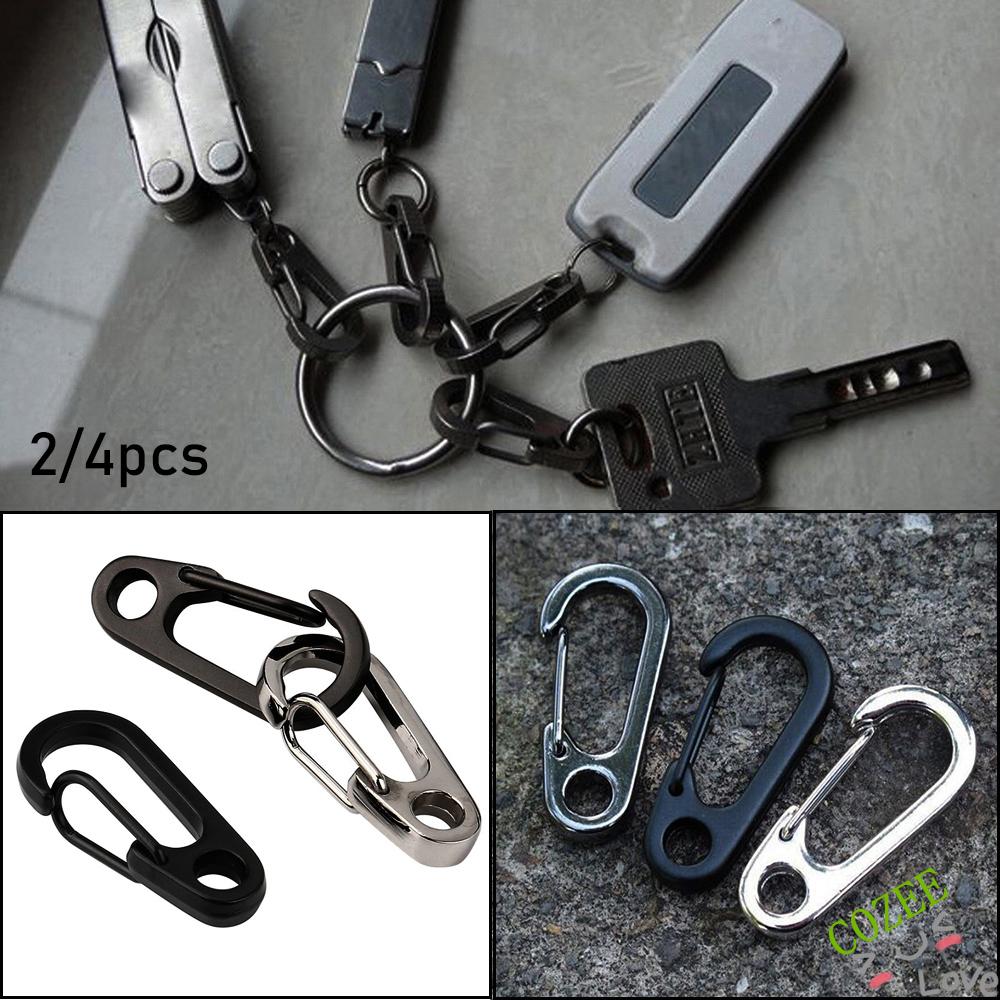 COZEE 2/4pcs Hang Buckle D Carabiner MIni Aluminum Alloy Camping Keyring D-Ring Key Chain High quality Outdoor Hook Safety Travel Tools Survival EDC Gear Spring Clips/Multicolor
