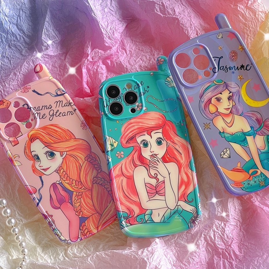 NOKIA Ốp Điện Thoại IMD Mềm Ánh Xanh Hình oval 3D Phong Cách Công Chúa Disney Cho Iphone 13 pro max 12 pro max 11 pro max