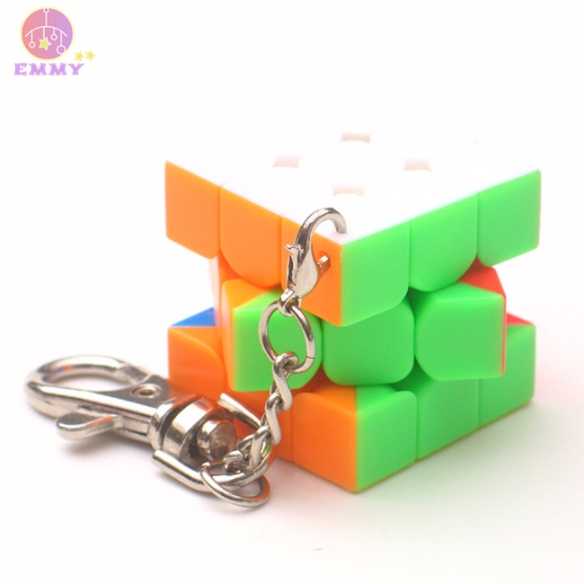 Móc treo chìa khóa hình khối rubik 3x3 mini 3cm kèm móc treo sợi xích độc đáo thời trang