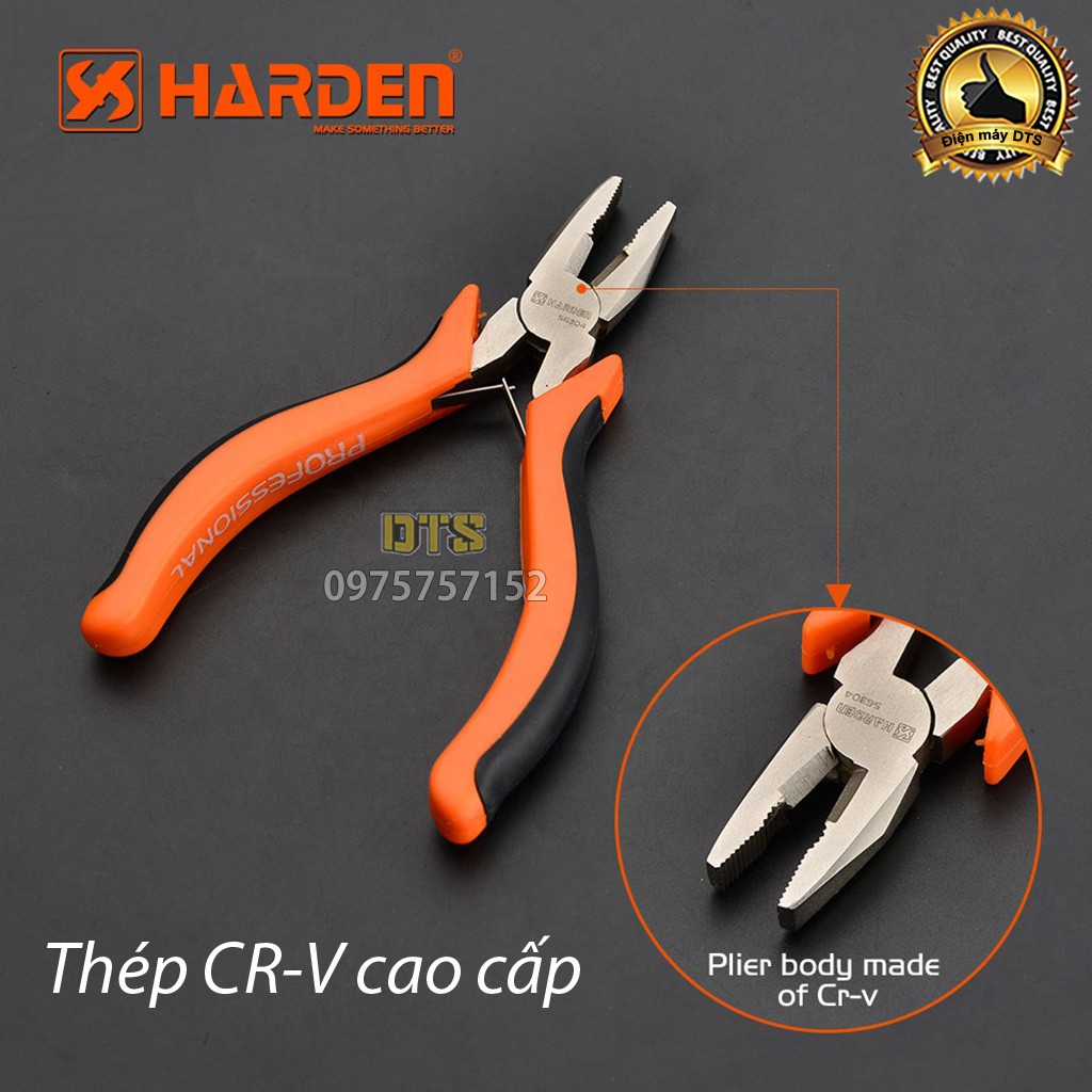 Kìm điện mini trợ lực HARDEN 4.5 inch/ 120mm, thép cao cấp CR-V, thiết kế công thái học, lò xo kép - Tiêu chuẩn châu Âu