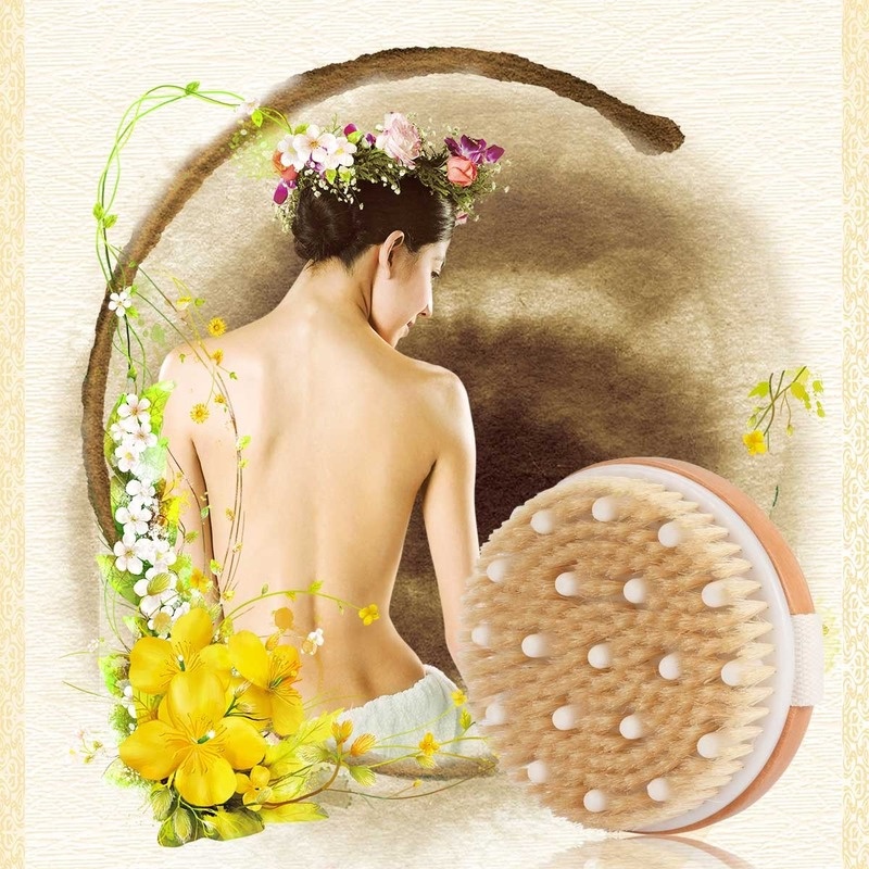 Bàn Chải Tắm Khô Và Ướt Yolika-Natural Boar Massage Tẩy Tế Bào Chết Loại Bỏ Tế Bào Chết Cho Da
