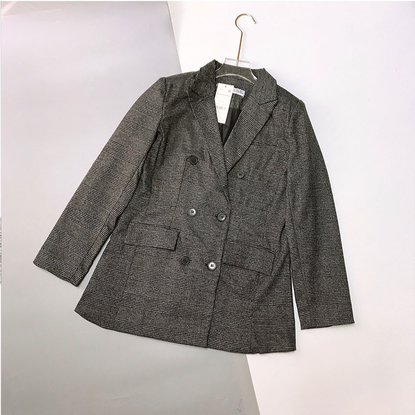 ÁO BLAZER KẺ CARO GHI ĐEN HÀNG VNXK SIZE S M L | BigBuy360 - bigbuy360.vn