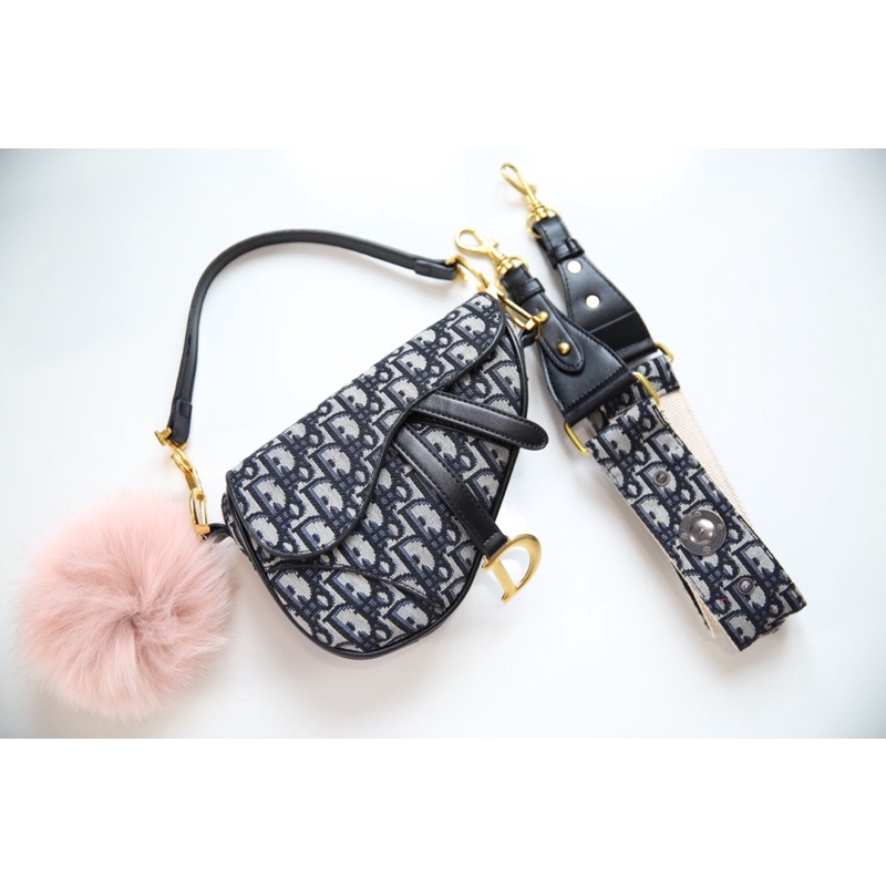 Túi xách nữ Dior Saddle kèm quai thổ cẩm fullbox