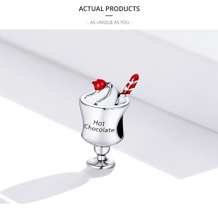 Mặt trang sức Bamoer scc1495 bằng bạc 925 thiết kế hình cốc sô cô la xinh xắn DIY