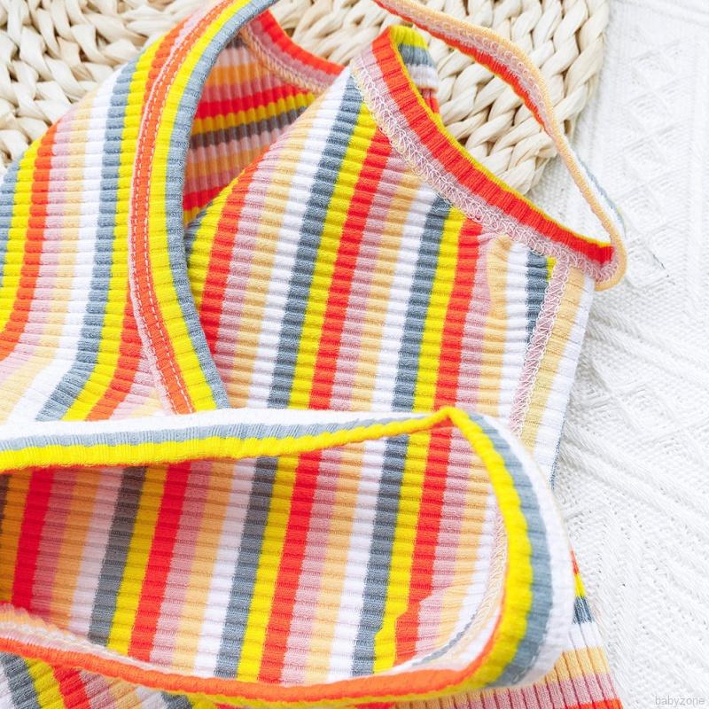 Summer Baby Girls Sleeveless Cute Rainbow Striped Vest