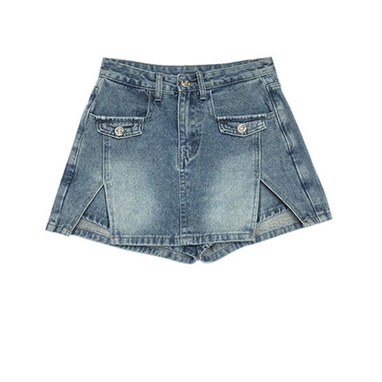 Quần đùi giả váy IELGY denim lưng cao thời trang quyến rũ dành cho nữ