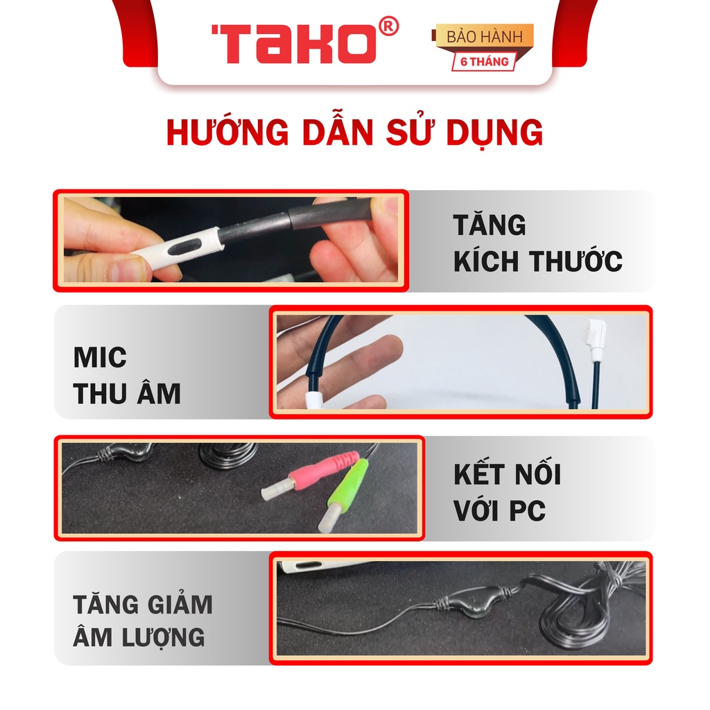 Tai nghe Beauty chụp tai chơi game có mic, có dây. Chính hãng Tako, BH 6 tháng