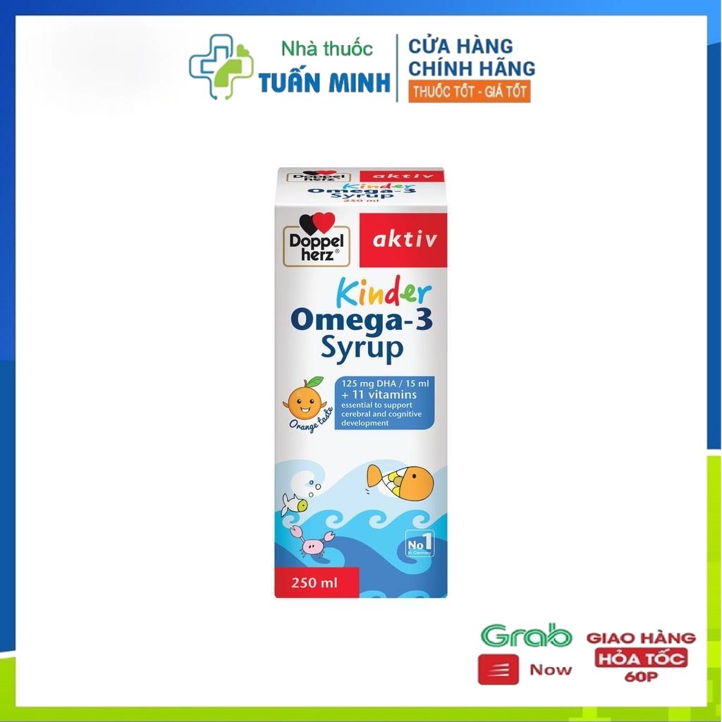 Doppelherz Aktiv Kinder Omega-3 Syrup Siro hỗ trợ phát triển cho bé chai 250ml