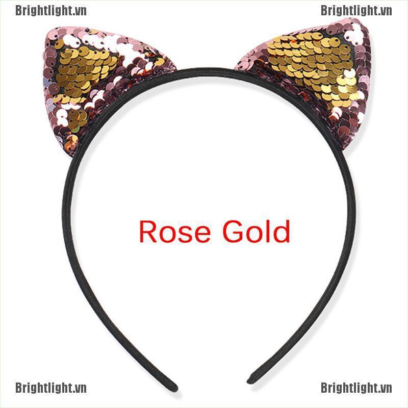 Kẹp Tóc Tai Mèo Đính Kim Sa Lấp Lánh Dễ Thương