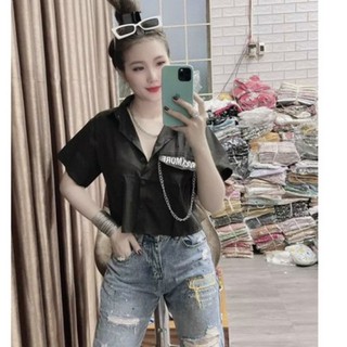 Áo sơ mi dây xích croptop - B2U