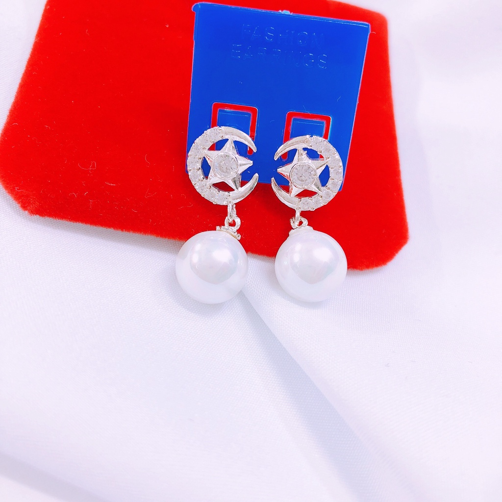 Bông tai ngôi sao bạc ta đính hạt xinh xắn LINH MIU SILVER