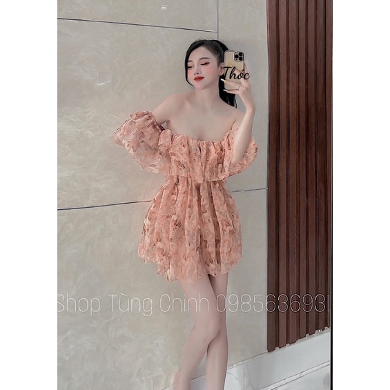 Váy tơ bèo trễ vai