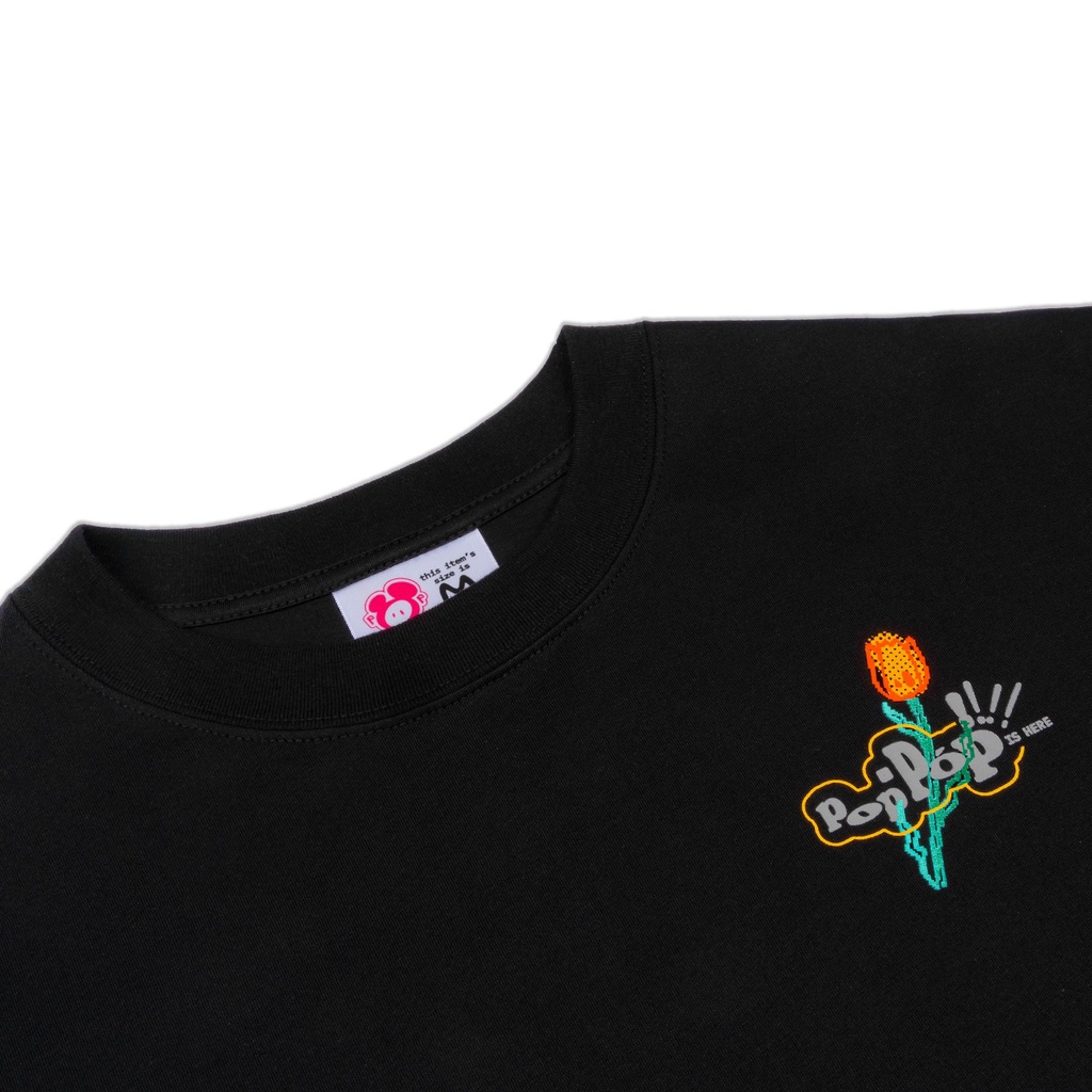 Áo Thun POPPOP FLOWER TEE BLACK