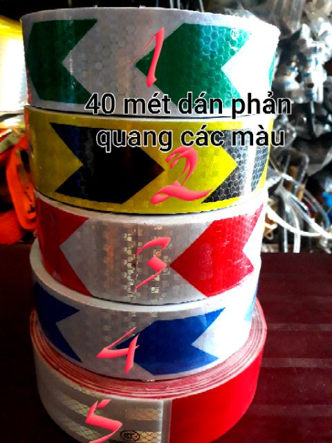 Decand dán phản quang cuộn lớn 40 mét các màu bản rộng 5cm