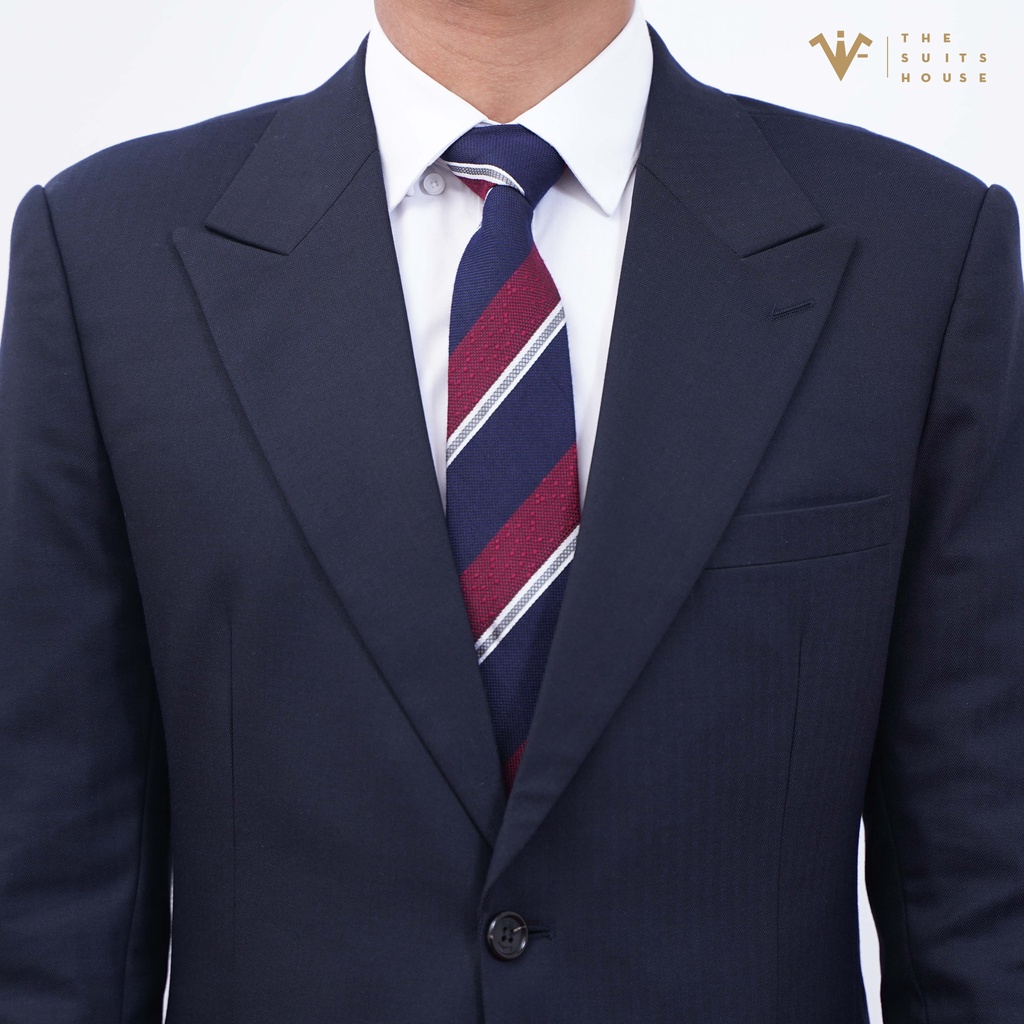 Bộ vest nam áo blazer suits quần tây xanh đen vân xương cá, form ôm, sartorial, dang đẹp, vải WOOL - The Suits House