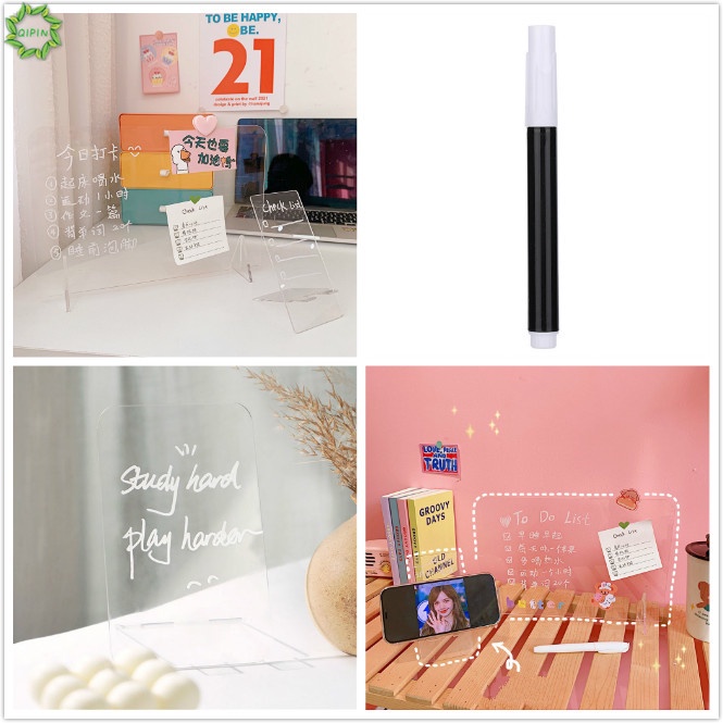Cod Qipin Mini Portable Acrylic Note Board Erasable Transparent Message Board Student Stationery