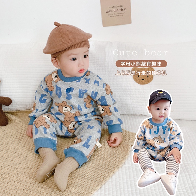 Áo liền quần tay dài vải dày ấm áp thời trang dành cho trẻ em