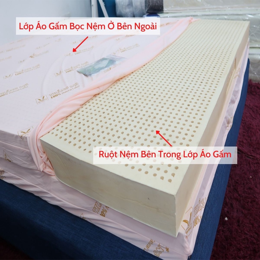 Nệm cao su thiên nhiên Thắng Lợi cao cấp 100% đàn hồi tốt êm ái với hàng nghìn lỗ thông hơi thoáng mát bảo hành 15 năm