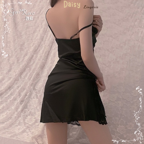 [Hỏa Tốc, Bảo Mật] Váy Ngủ Sexy Gợi Cảm Đầm Ngủ Lụa 2 Dây Phối Ren Xẻ Tà Quyến Rũ Cao Cấp - Mã VN013
