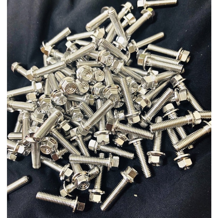 Ốc inox 6li25 đầu trụ xoắn v2 mẫu mới gắn cùm xe côn , lốc máy các xe cực sáng đẹp