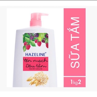 Sữa tắm Hazeline dưỡng sáng da yến mạch dâu tằm chai 1,2kg